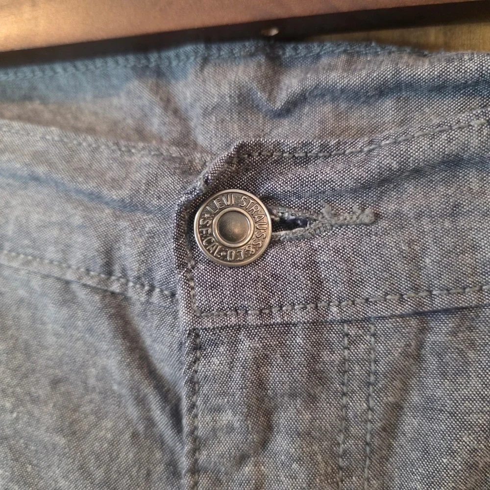 Levi's Chambray Pants Mens 36x30 Blue Excellent Straight Leg Casual Trousers